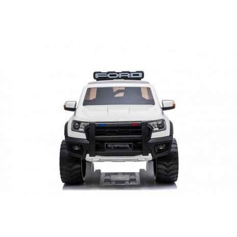 Elektrische Politie Kinderauto Ford Raptor 4x4 Wit 2 persoons 24V Met Afstandsbediening FULL OPTION