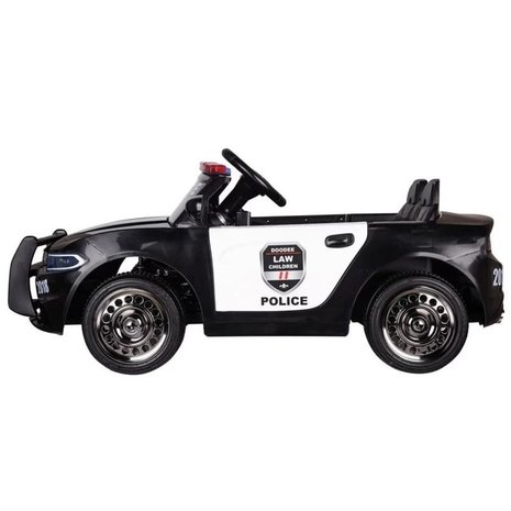 Elektrische Politie Kinderauto Zwart 12V met Afstandsbediening FULL OPTIONS