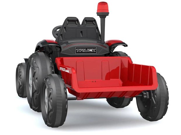 Elektrische Kinderauto Tractor Rood met aanhangwagen 