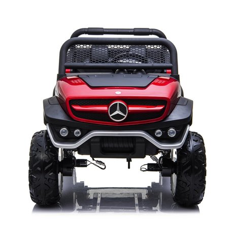 Elektrische Kinderauto Mercedes Benz Unimog Rood 2 Persoons 4x4 met Mp4 Scherm en Afstandsbediening FULL OPTIONS