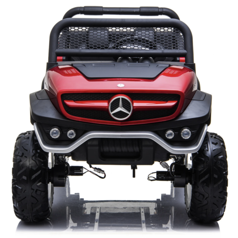 Elektrische Kinderauto Mercedes Benz Unimog Rood 2 Persoons 4x4 met Mp4 Scherm en Afstandsbediening FULL OPTIONS