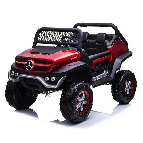 Elektrische Kinderauto Mercedes Benz Unimog Rood 2 Persoons 4x4 met Mp4 Scherm en Afstandsbediening FULL OPTIONS