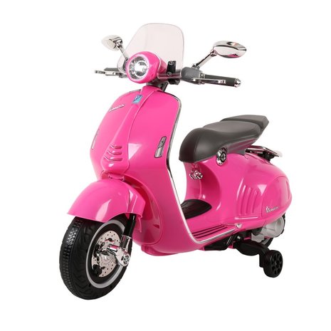 Elektrische Kinderscooter Vespa 946 Primavera GTS Roze 12V met Windscherm en Lederen zitting 