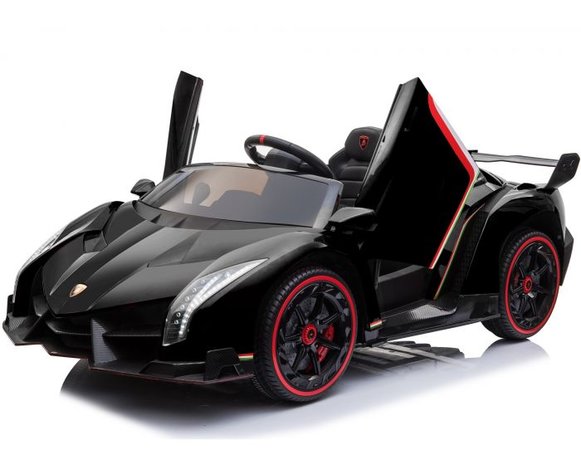 Elektrische Kinderauto Lamborghini Veneno 4x4 Zwart 2 persoons 24V Met Afstandsbediening FULL OPTION