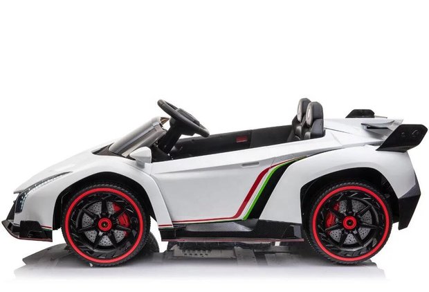 Elektrische Kinderauto Lamborghini Veneno 4x4 Wit 2 persoons 24V Met Afstandsbediening FULL OPTION