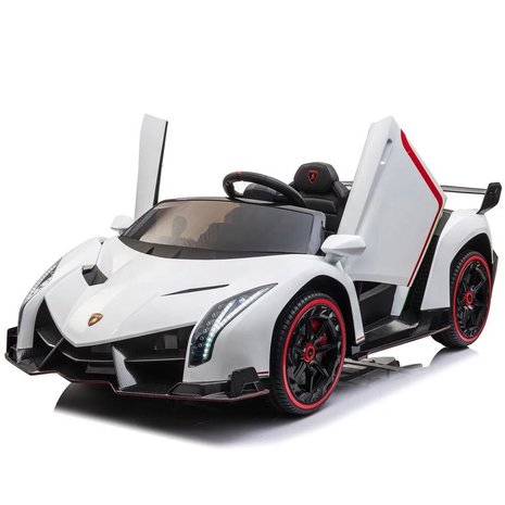 Elektrische Kinderauto Lamborghini Veneno 4x4 Wit 2 persoons 24V Met Afstandsbediening FULL OPTION