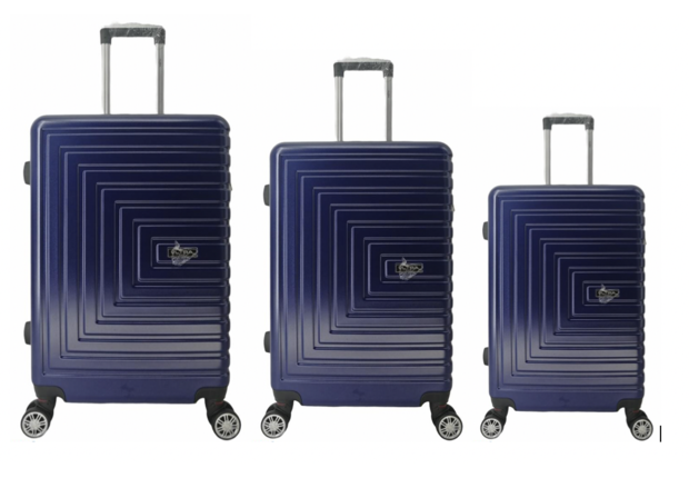 UltraTravel 3-delige reiskofferset - polycarbonaat - 360 graden draaiwielen - Navy Blauw