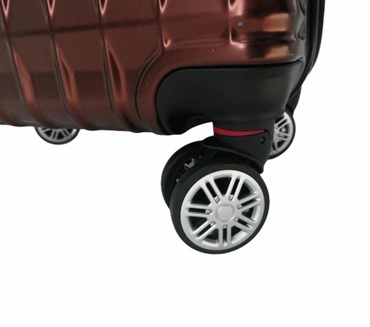 UltraTravel 3-delige reiskofferset - polycarbonaat - 360 graden draaiwielen - Bordeaux rood
