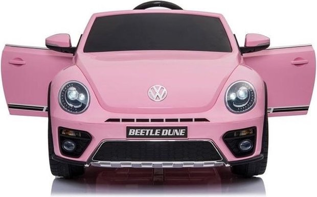 Elektrische Kinderauto Volkswagen Beetle Dune Roze 12V Met Afstandsbediening FULL OPTIONS