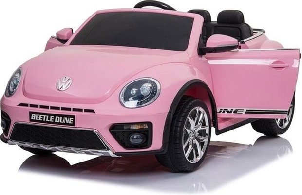 Elektrische Kinderauto Volkswagen Beetle Dune Roze 12V Met Afstandsbediening FULL OPTIONS