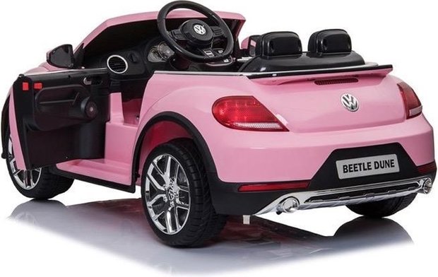 Elektrische Kinderauto Volkswagen Beetle Dune Roze 12V Met Afstandsbediening FULL OPTIONS
