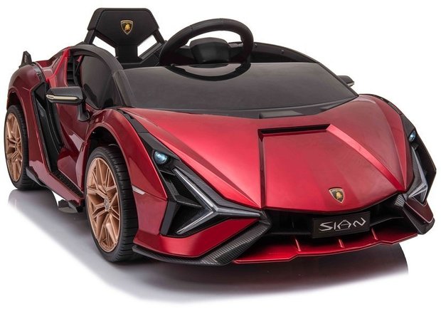 Elektrische Kinderauto Lamborghini Sian Rood 12V Met Afstandsbediening EVA banden en metallic lak