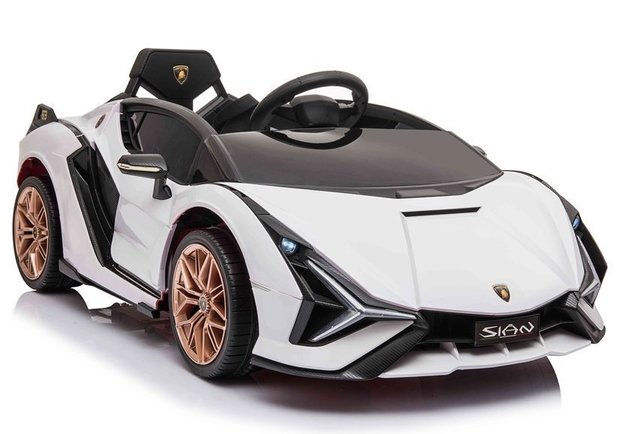 Elektrische Kinderauto Lamborghini Sian Wit 12V Met Afstandsbediening EVA banden