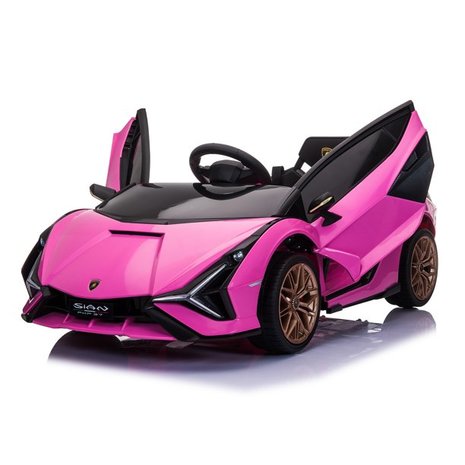 Elektrische Kinderauto Lamborghini Sian Roze 12V Met Afstandsbediening EVA banden en metallic lak