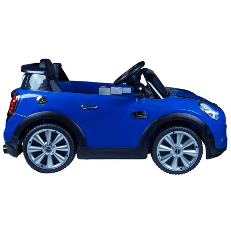 Elektrische Kinderauto Mini Cooper Blauw 12V Met Afstandsbediening