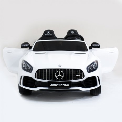 Elektrische Kinderauto Mercedes Benz GT R Wit 2 Persoons Auto 24V Met Afstandsbediening FULL OPTIONS