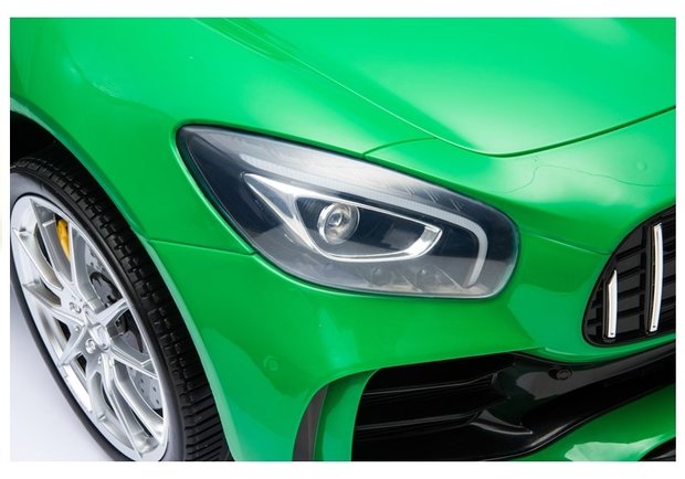 Elektrische Kinderauto Mercedes Benz GT R Groen 2 Persoons Auto 24V Met Afstandsbediening FULL OPTIONS