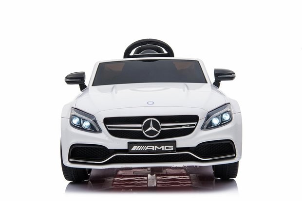 Elektrische Kinderauto Mercedes-Benz C63 AMG Wit 12V Met Afstandsbediening FULL OPTION