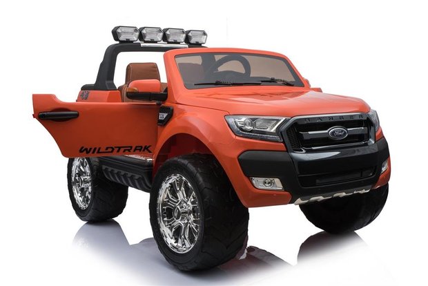 Elektrische Kinderauto Ford Ranger F650 4x4 Oranje 2 persoons 24V MP4 Scherm Met Afstandsbediening FULL OPTION