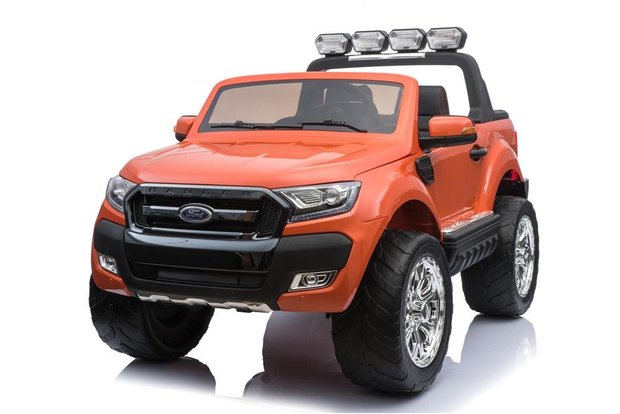 Elektrische Kinderauto Ford Ranger F650 Oranje 2 persoons MP4 Scherm 12V Met Afstandsbediening FULL OPTION