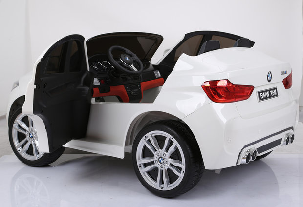  Elektrische Kinderauto BMW X6M Wit 12V Met Afstandsbediening 2 Persoons Auto