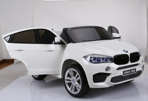  Elektrische Kinderauto BMW X6M Wit 12V Met Afstandsbediening 2 Persoons Auto