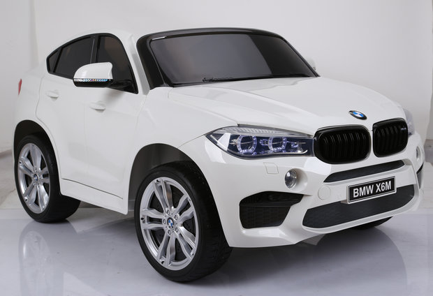  Elektrische Kinderauto BMW X6M Wit 12V Met Afstandsbediening 2 Persoons Auto