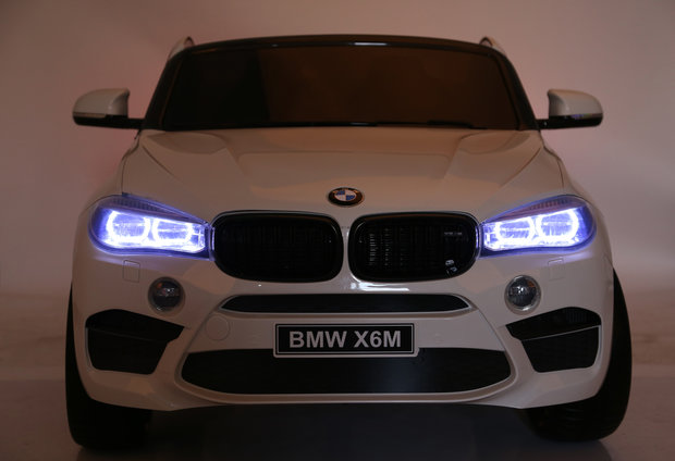  Elektrische Kinderauto BMW X6M Wit 12V Met Afstandsbediening 2 Persoons Auto