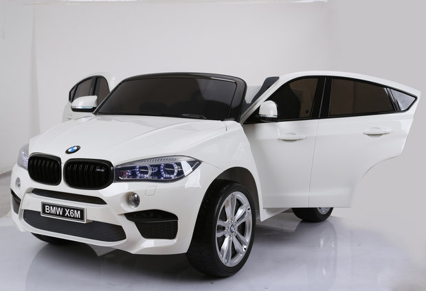  Elektrische Kinderauto BMW X6M Wit 12V Met Afstandsbediening 2 Persoons Auto