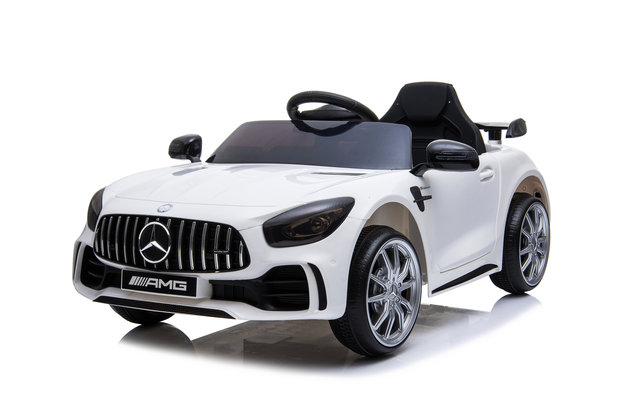 Elektrische Kinderauto Mercedes-Benz GTR AMG Wit 12V Met Afstandsbediening FULL OPTIONS